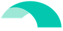 Una forma ad arco semicircolare color verde acqua con un segmento curvo color menta più chiaro che si sovrappone al lato sinistro.
