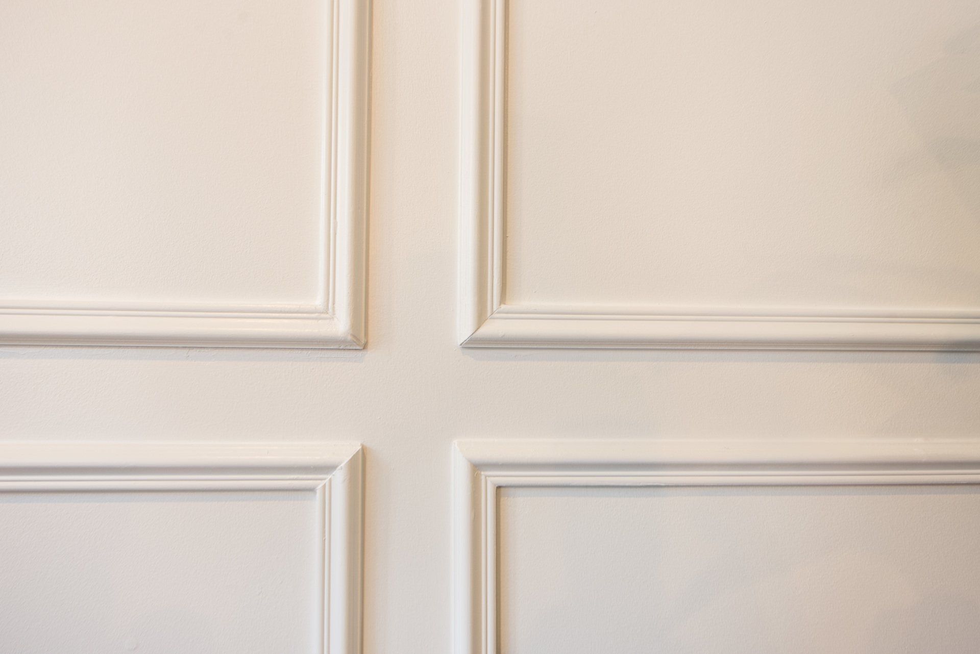 White paneled wall with decorative rectangular molding panels