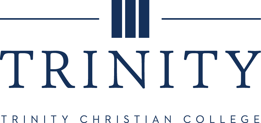 Trinity Christian College logo in navy blue on a white background
