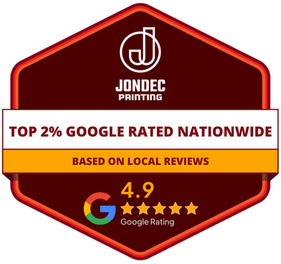 Jondec Painting badge: top 2% Google-rated nationwide, 4.9 stars, based on local reviews