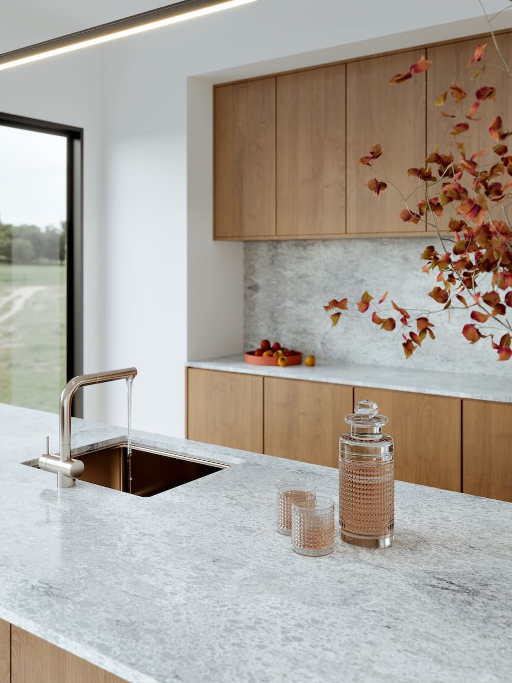 A Kitchen With a Sink, Counter Top, Cabinets and a Window — Better Stone in Caloundra West, QLD
