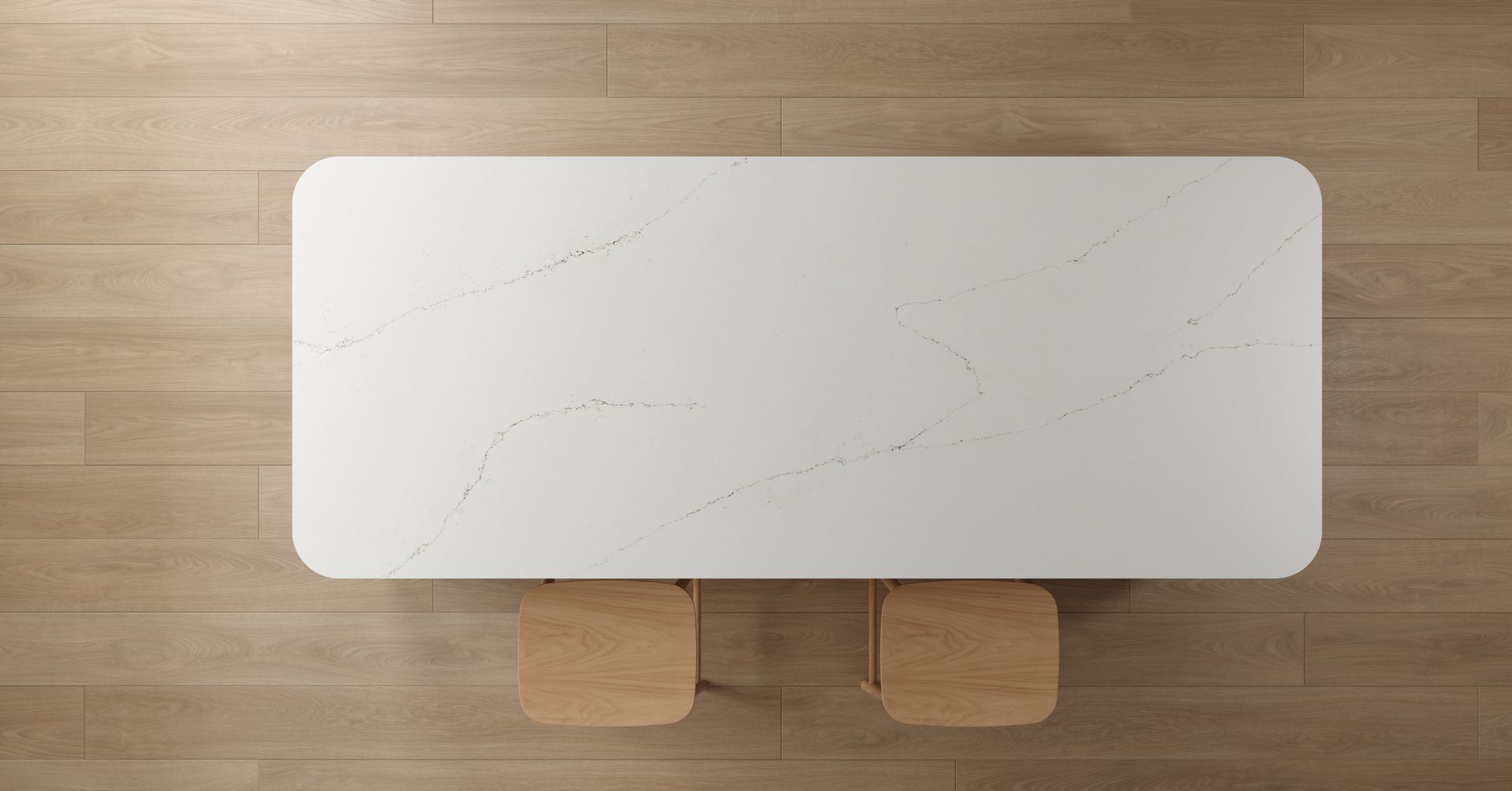 A Top-down View of a Rectangular White Marble-patterned Table With Rounded Corners — Better Stone in Caloundra West, QLD
