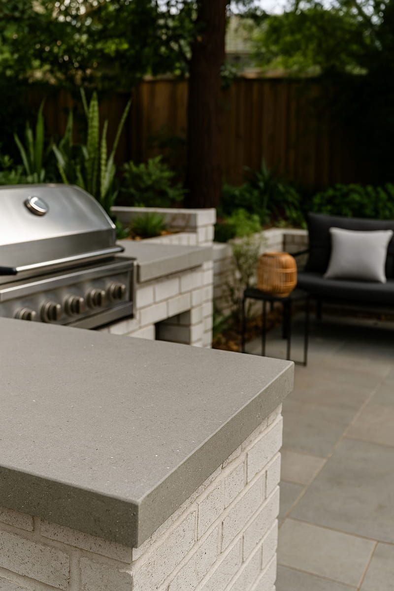 A Patio With a Grill and a Couch in the Background — Better Stone in Caloundra West, QLD