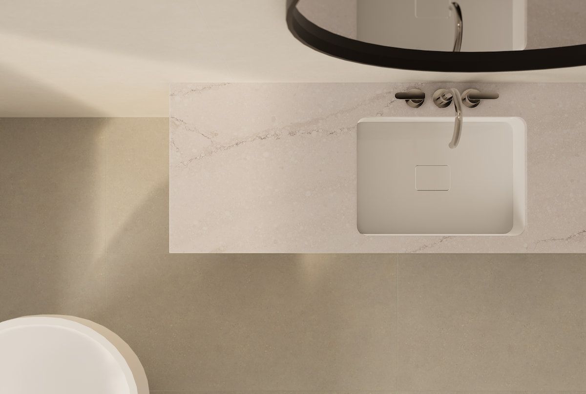 A Bathroom With a Sink, Mirror and Bathtub — Better Stone in Caloundra West, QLD