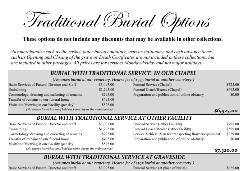 Our Pricing | New Hope Funeral Home