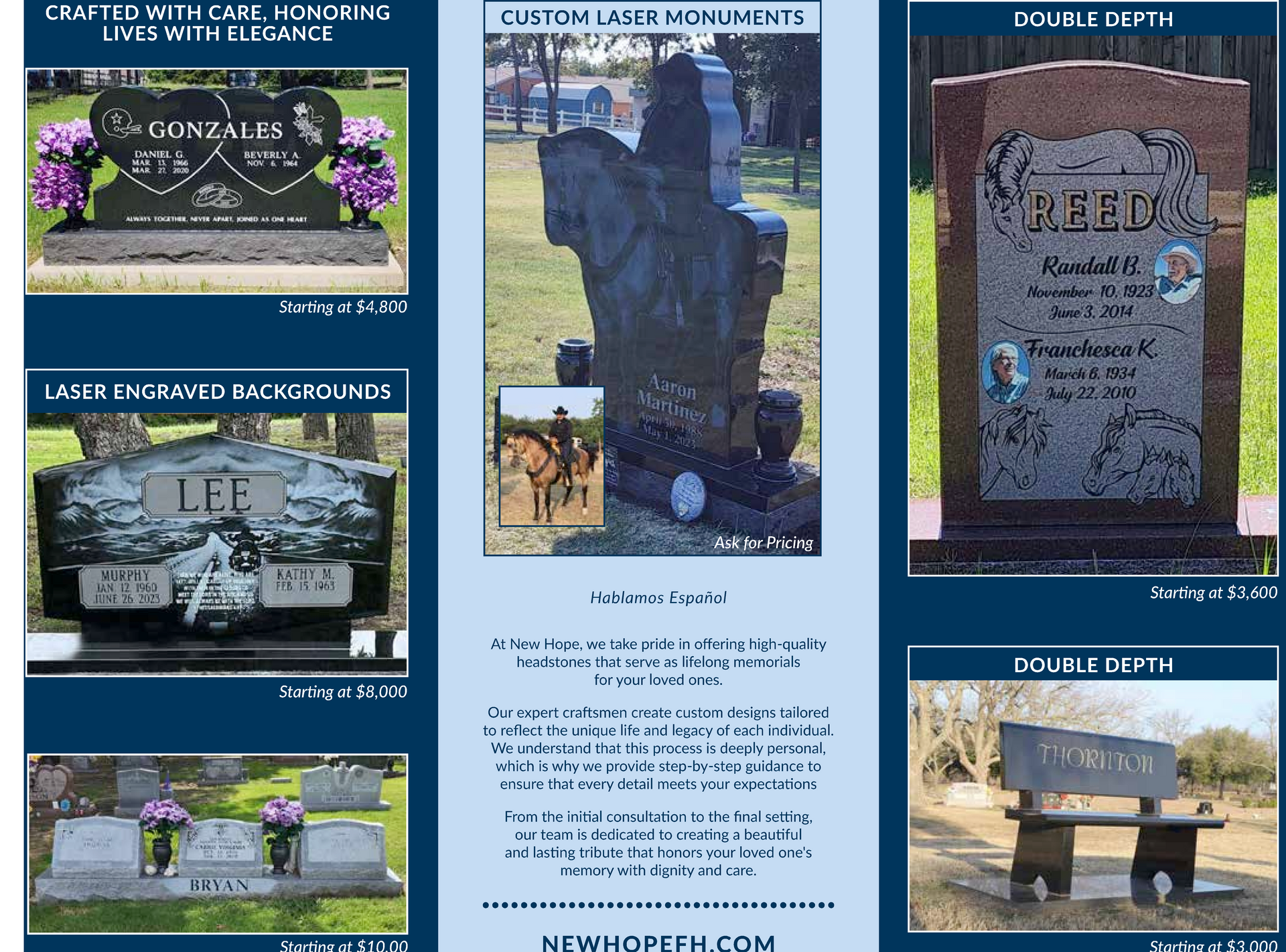 Cemtery plot options for families to choose from