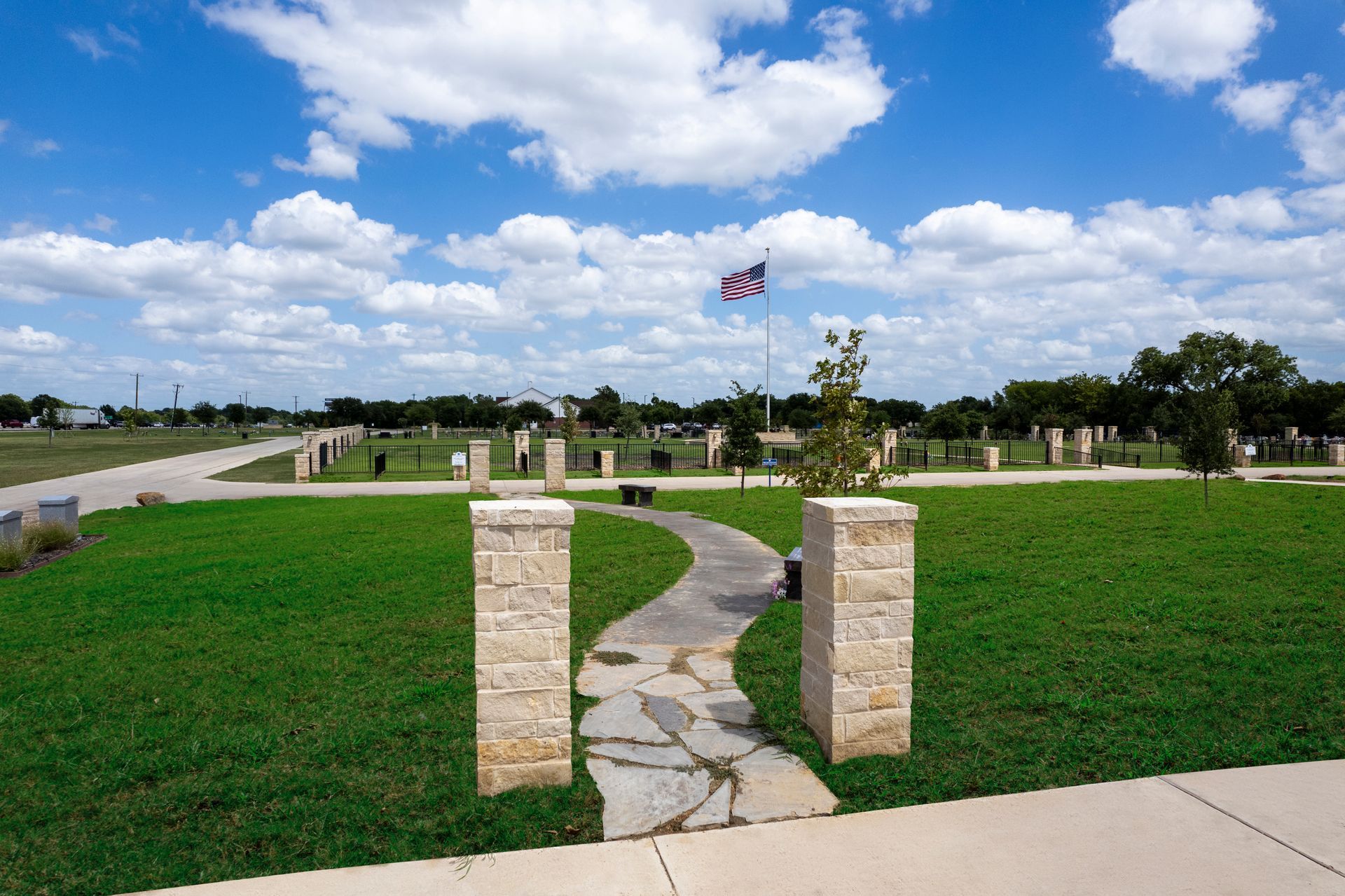 A walking path to New Hope Memorial Gardens