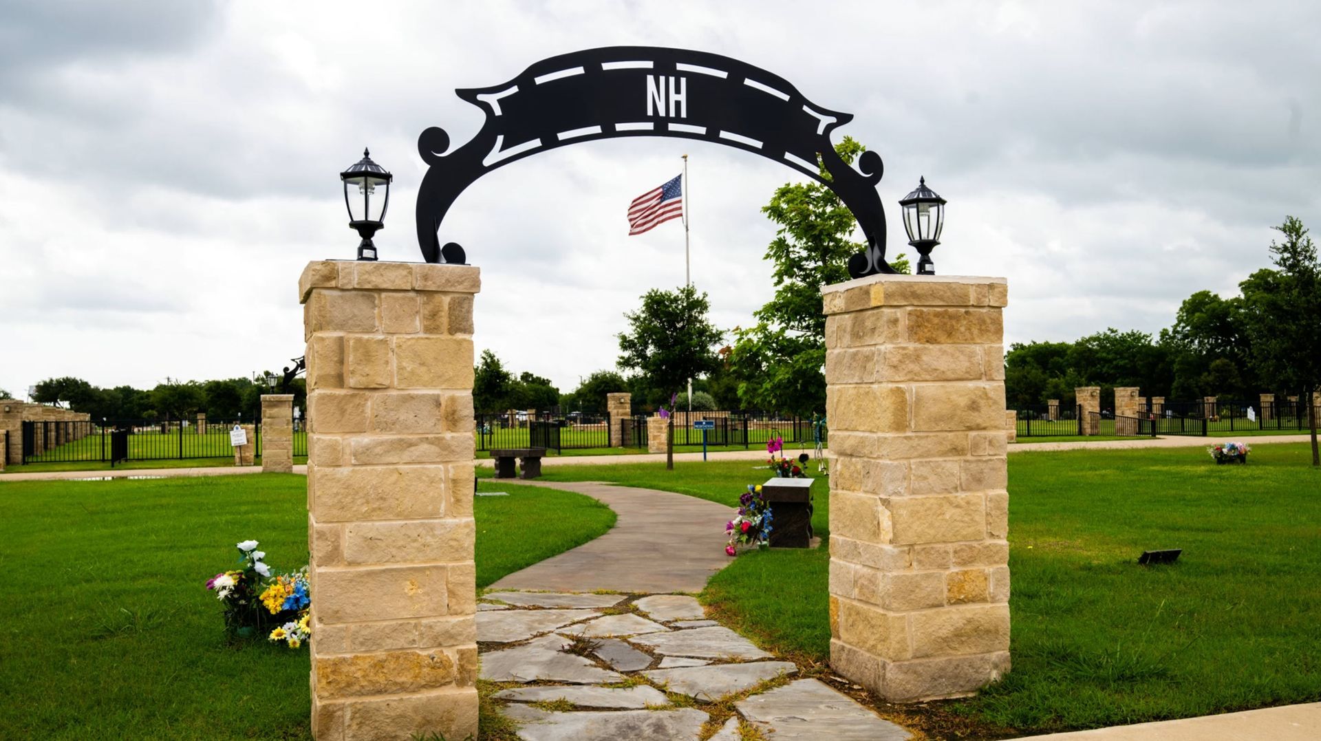 A walking path to New Hope Memorial Gardens