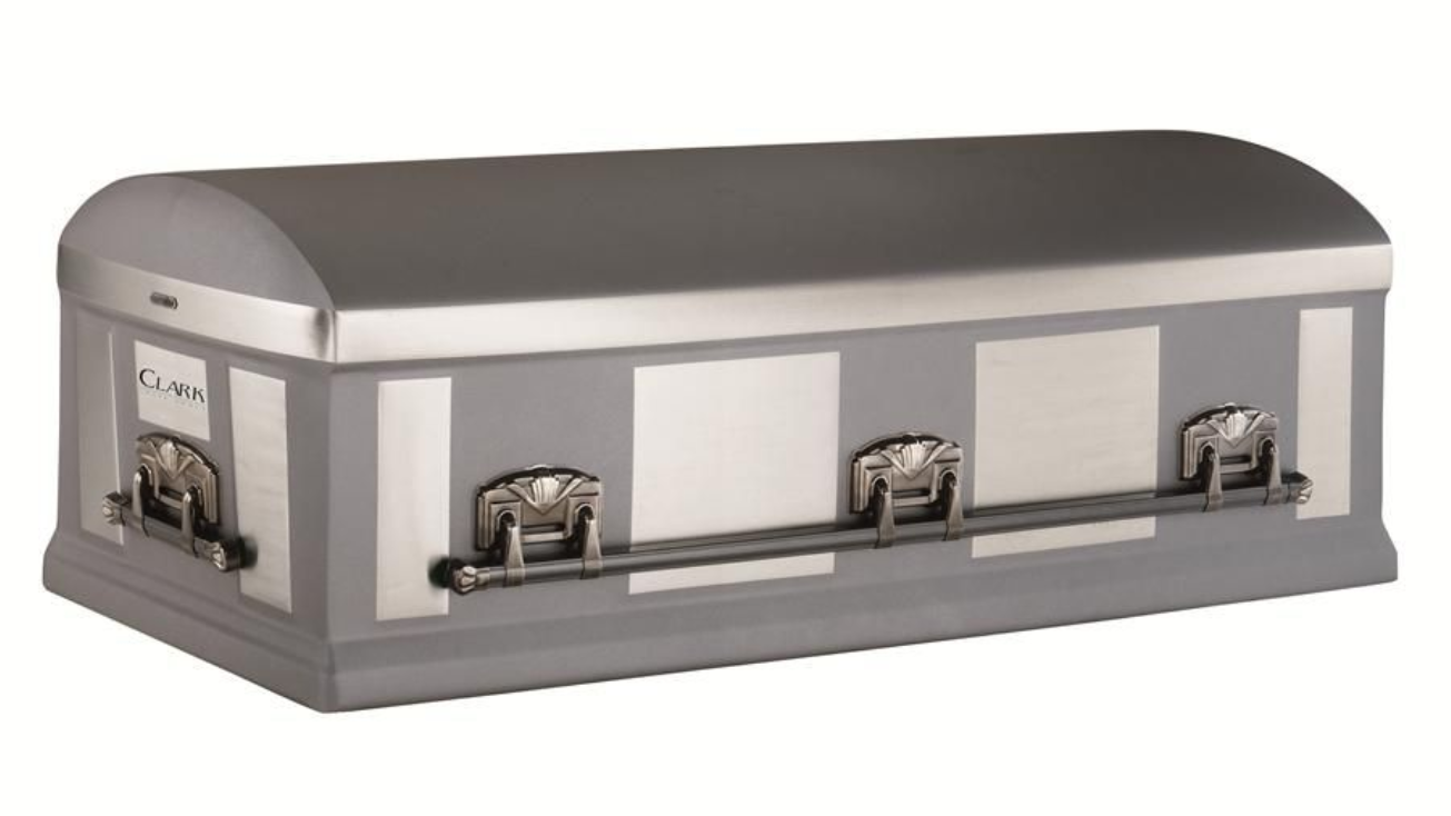 A grey casket option at New Hope Funeral Home