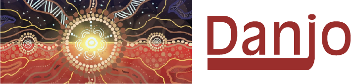 Logo with Aboriginal artwork and the name 