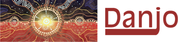 Logo with Aboriginal artwork and the name 