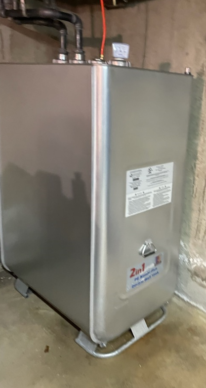 newly installed aluminum oil tank