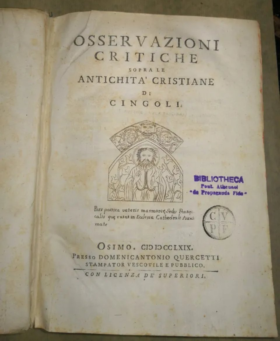 Osservazioni critiche sopra le antichità cristiane di Cingoli