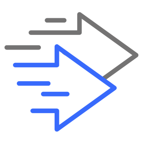A blue and gray arrow pointing in opposite directions on a white background.