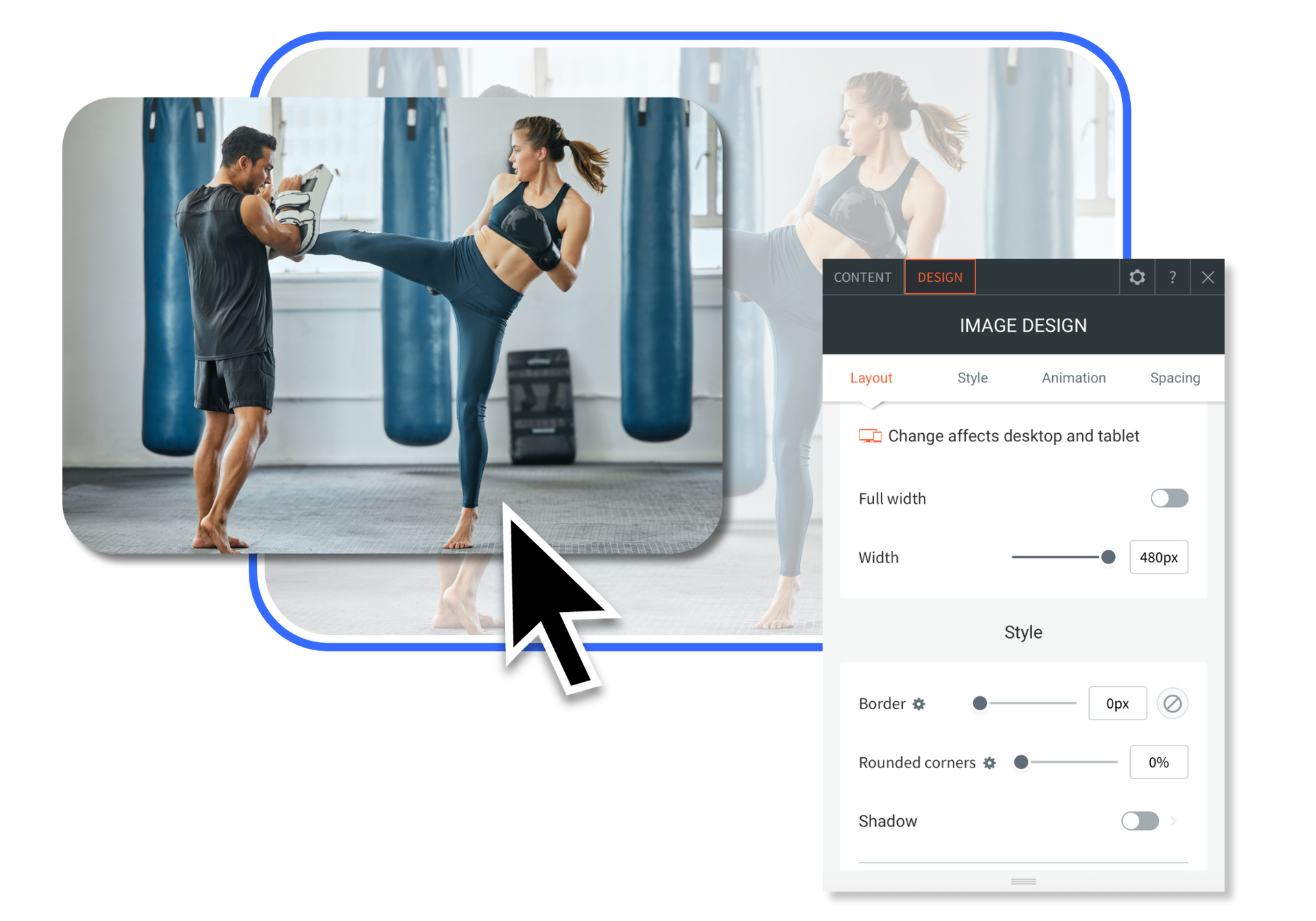 A man and a woman are kickboxing in a gym.