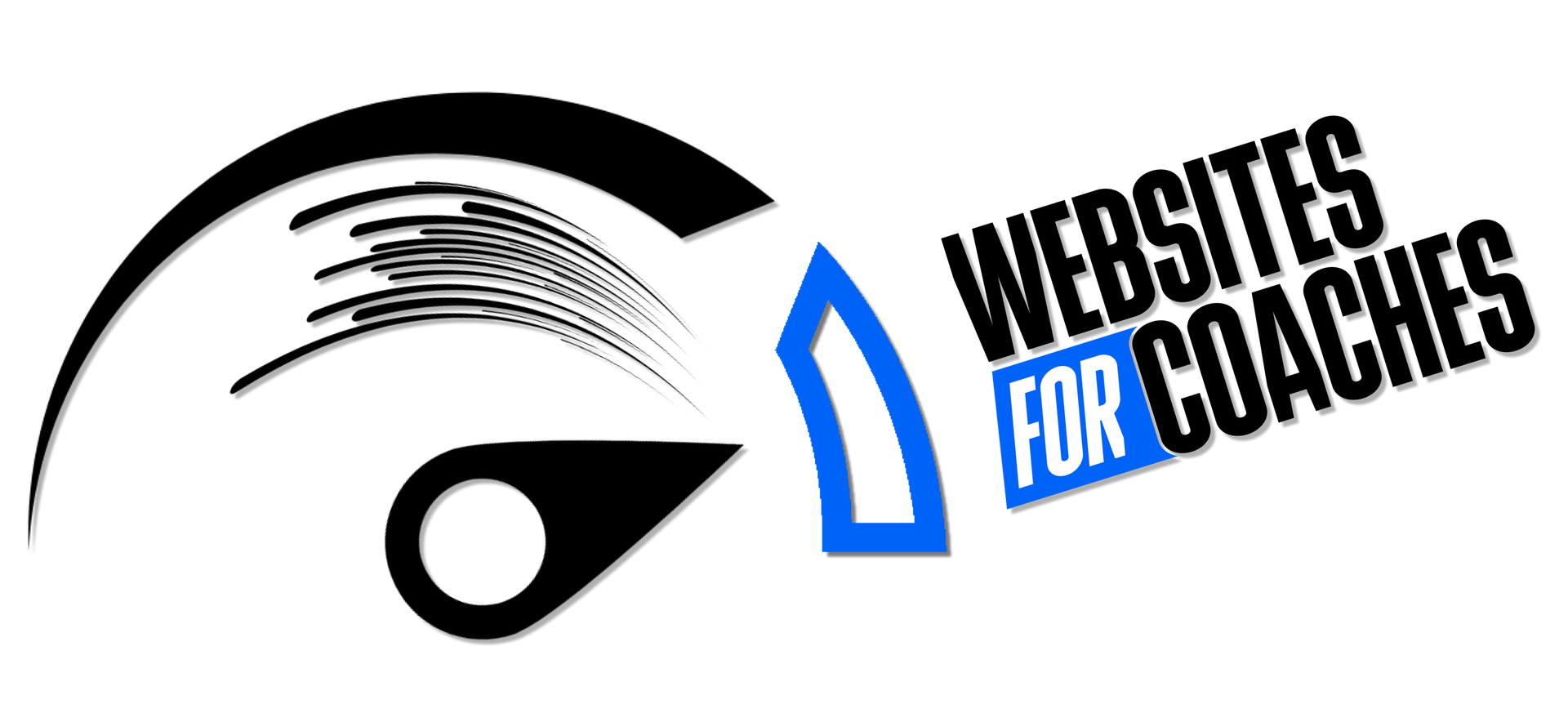A logo for websites for coaches with an eye and an arrow