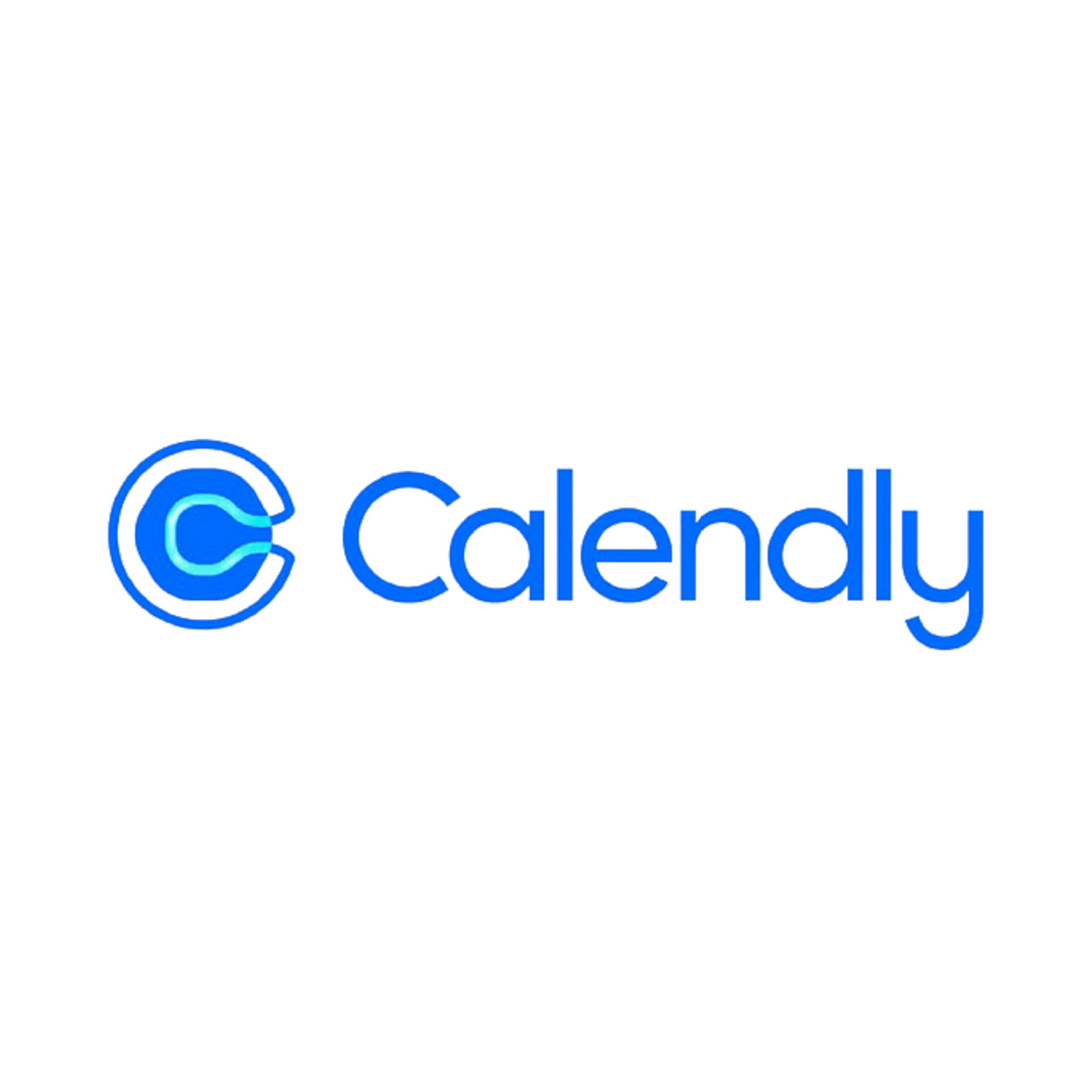 A blue logo for calendly on a white background.