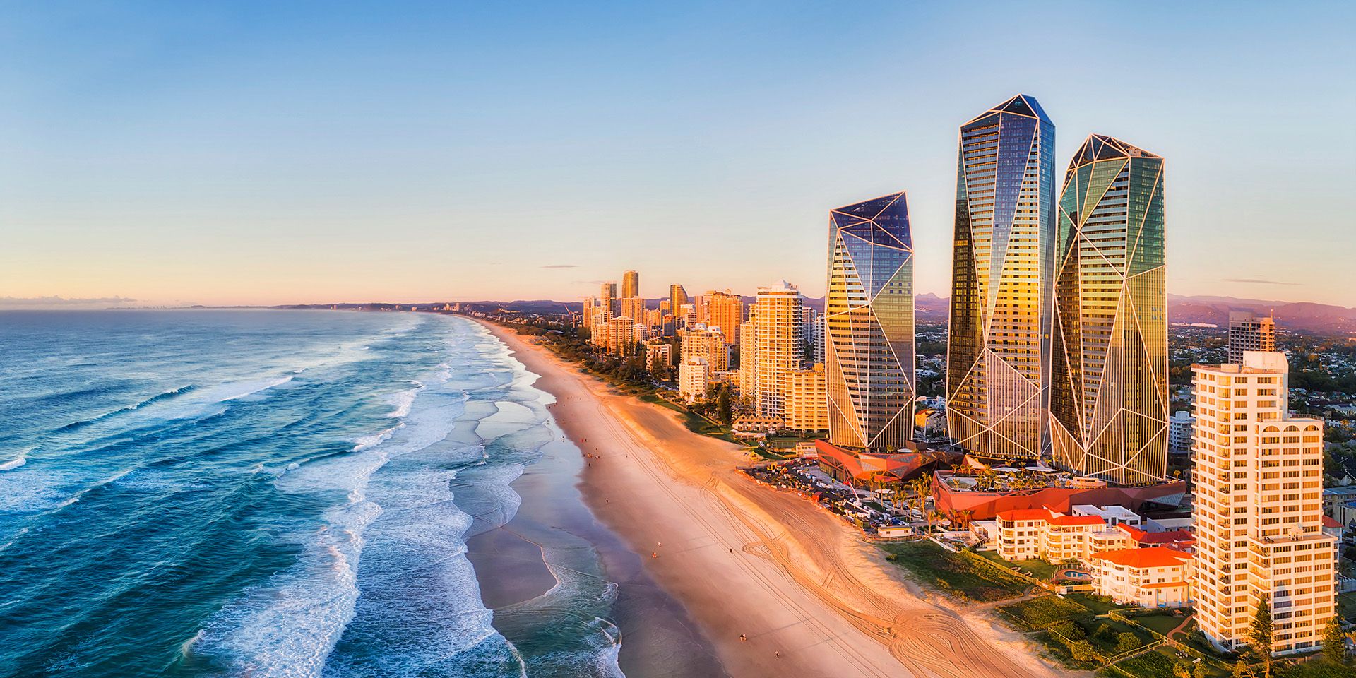 Coastline and pristine beaches in Gold Coast, Australia
