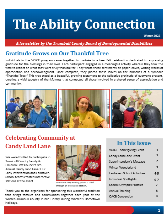 Newsletter cover: People at event; title