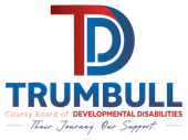 Trumbull County Board of Developmental Disabilities logo: Red and blue letters 