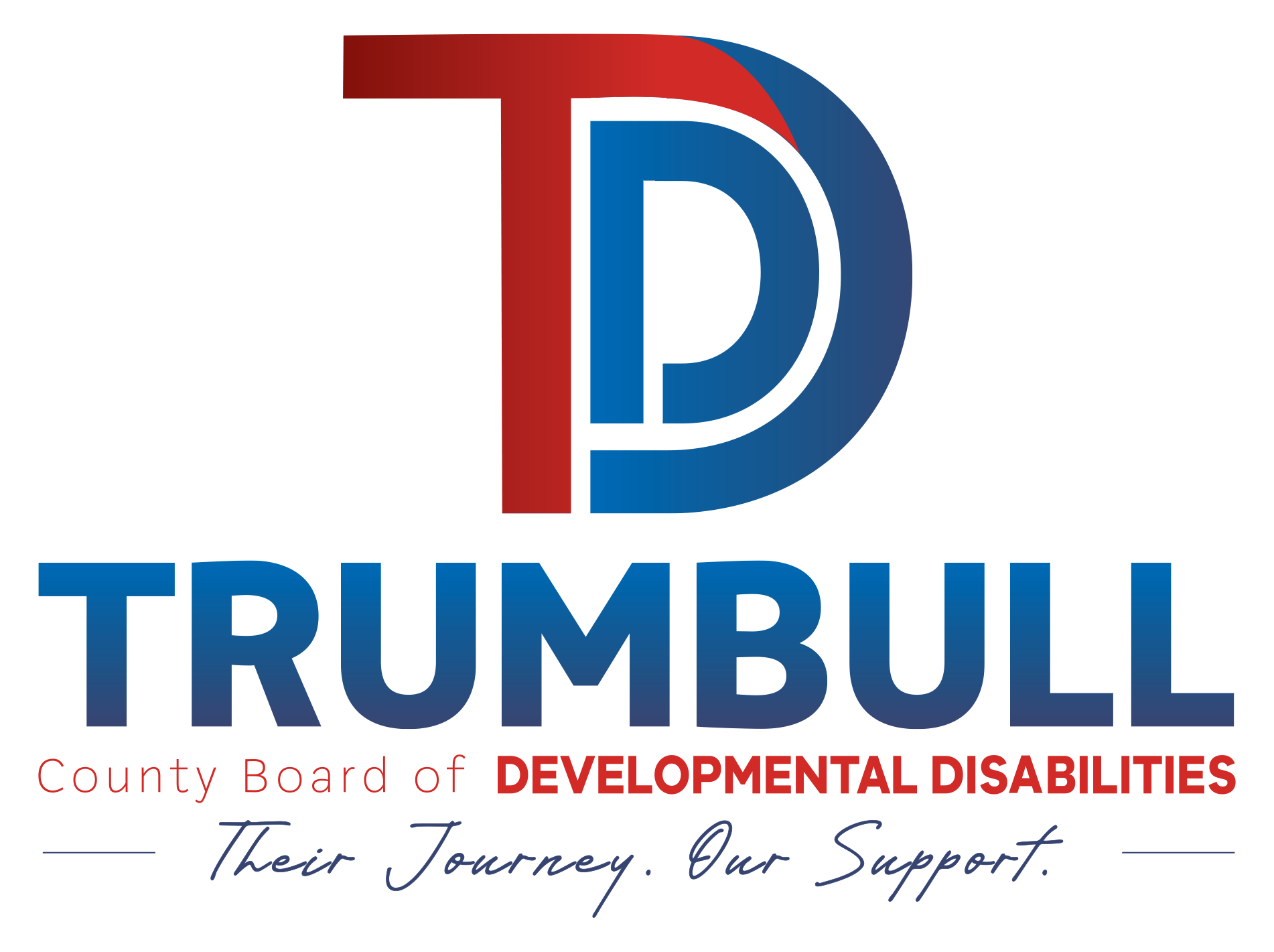 Trumbull County Board of Developmental Disabilities logo: Red and blue letters
