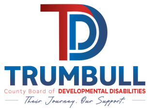 Trumbull County Board of Developmental Disabilities logo: Red and blue letters 