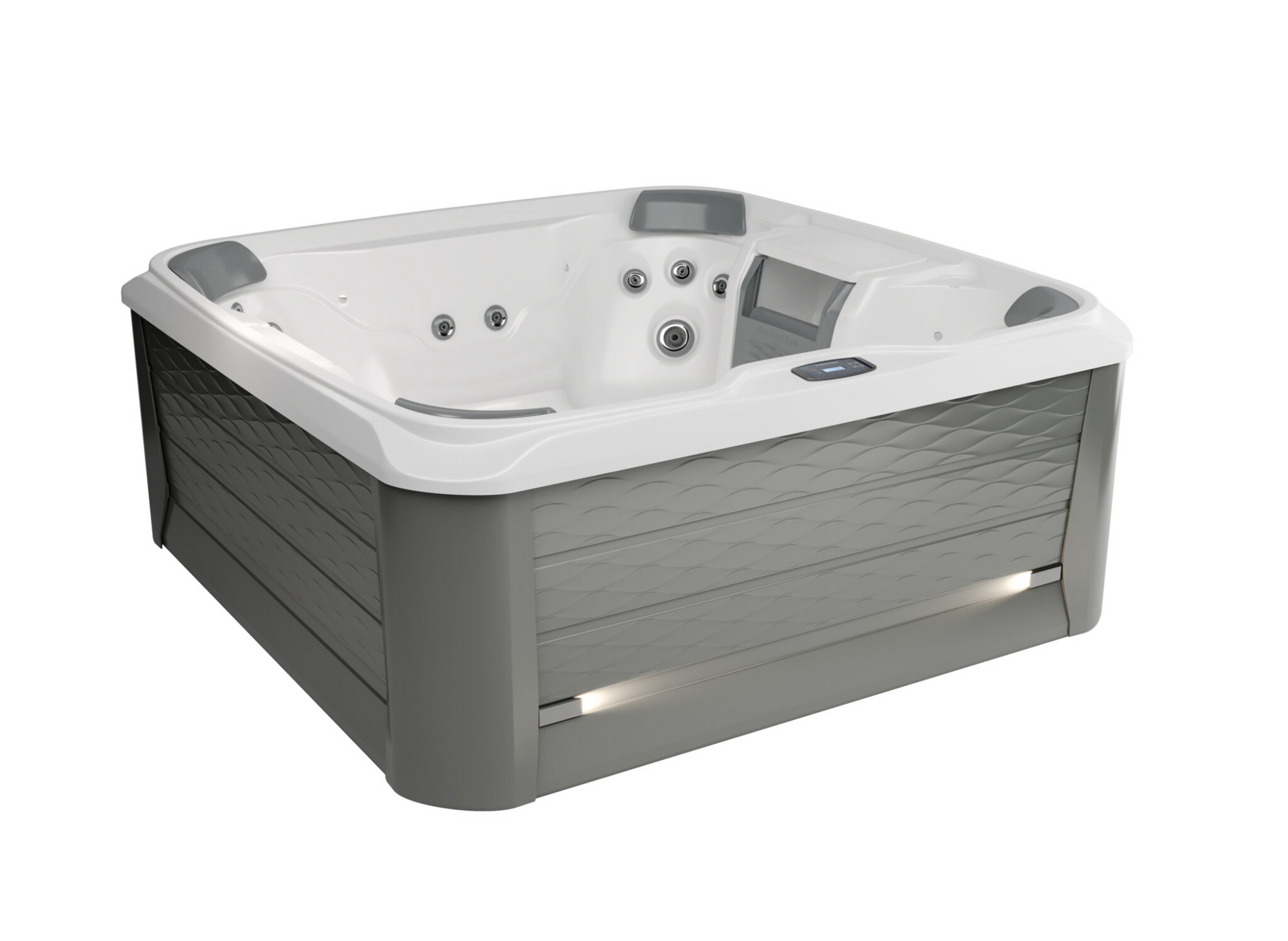 A white and gray hot tub on a white background.