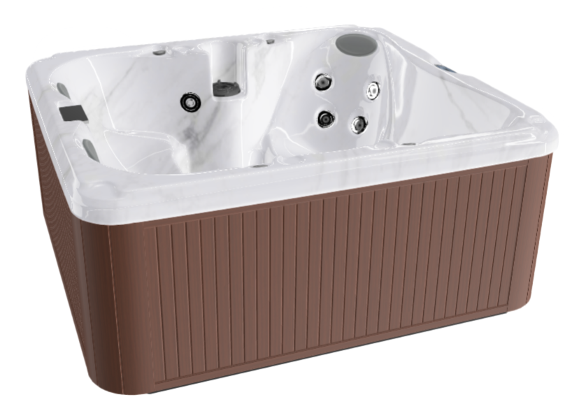 A white and brown hot tub on a white background
