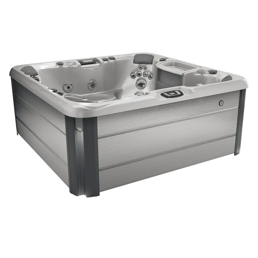 A square hot tub with jets on a white background.