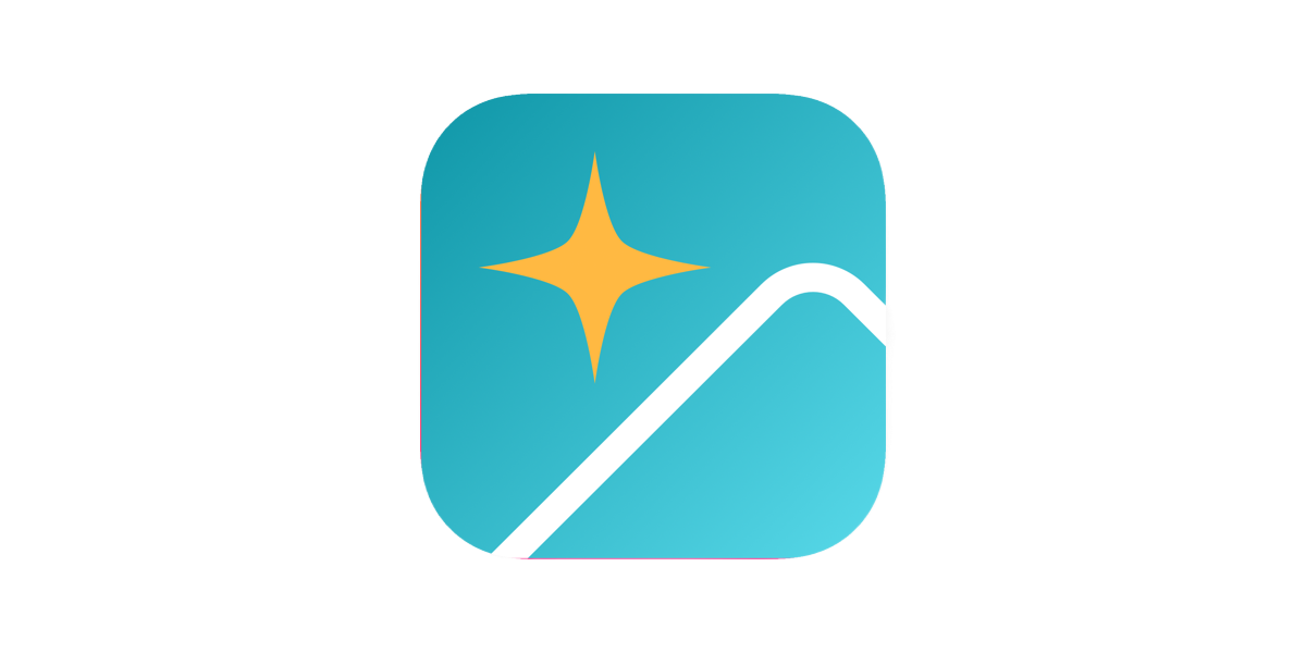Blue app icon with a yellow sparkle and a white rising line graph