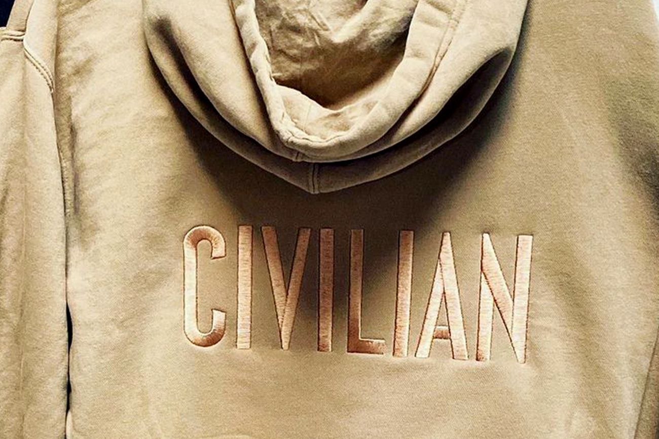 CIVILIAN Hotel swag, clothing, retail merchandise for the hotel, hoodie