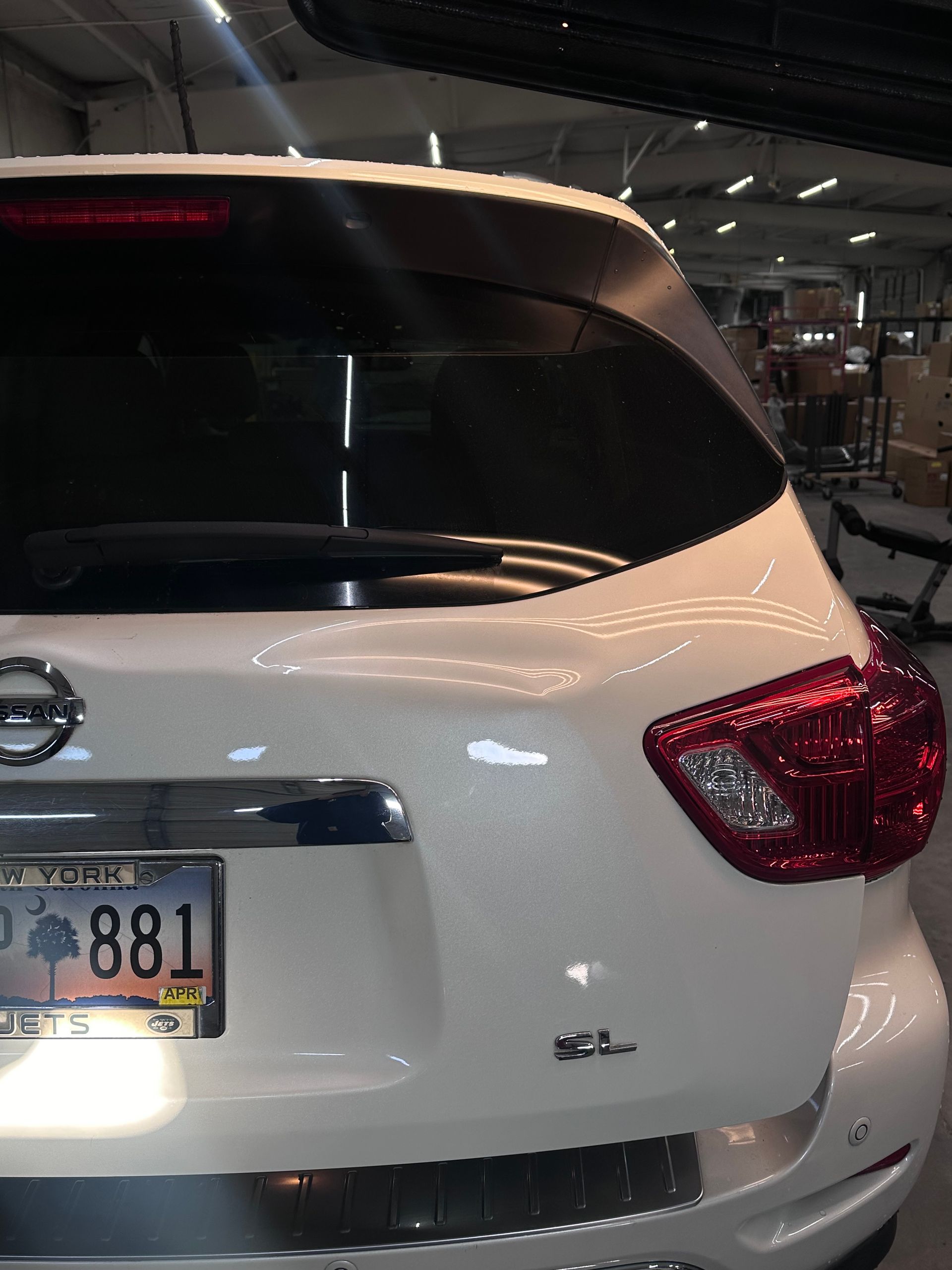 Large Creased dent, Rear hatch dent