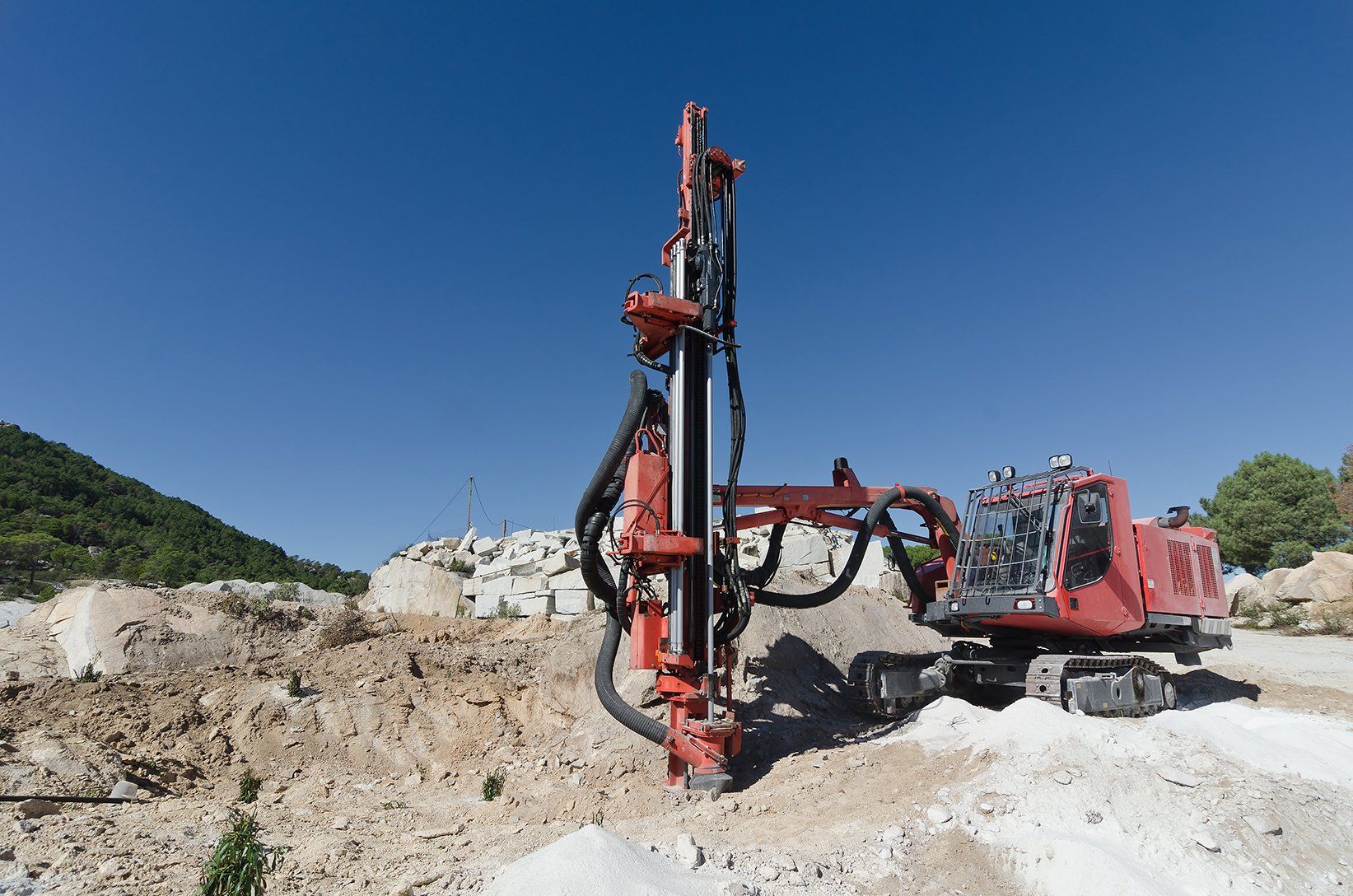 closeup auger granite quarry
