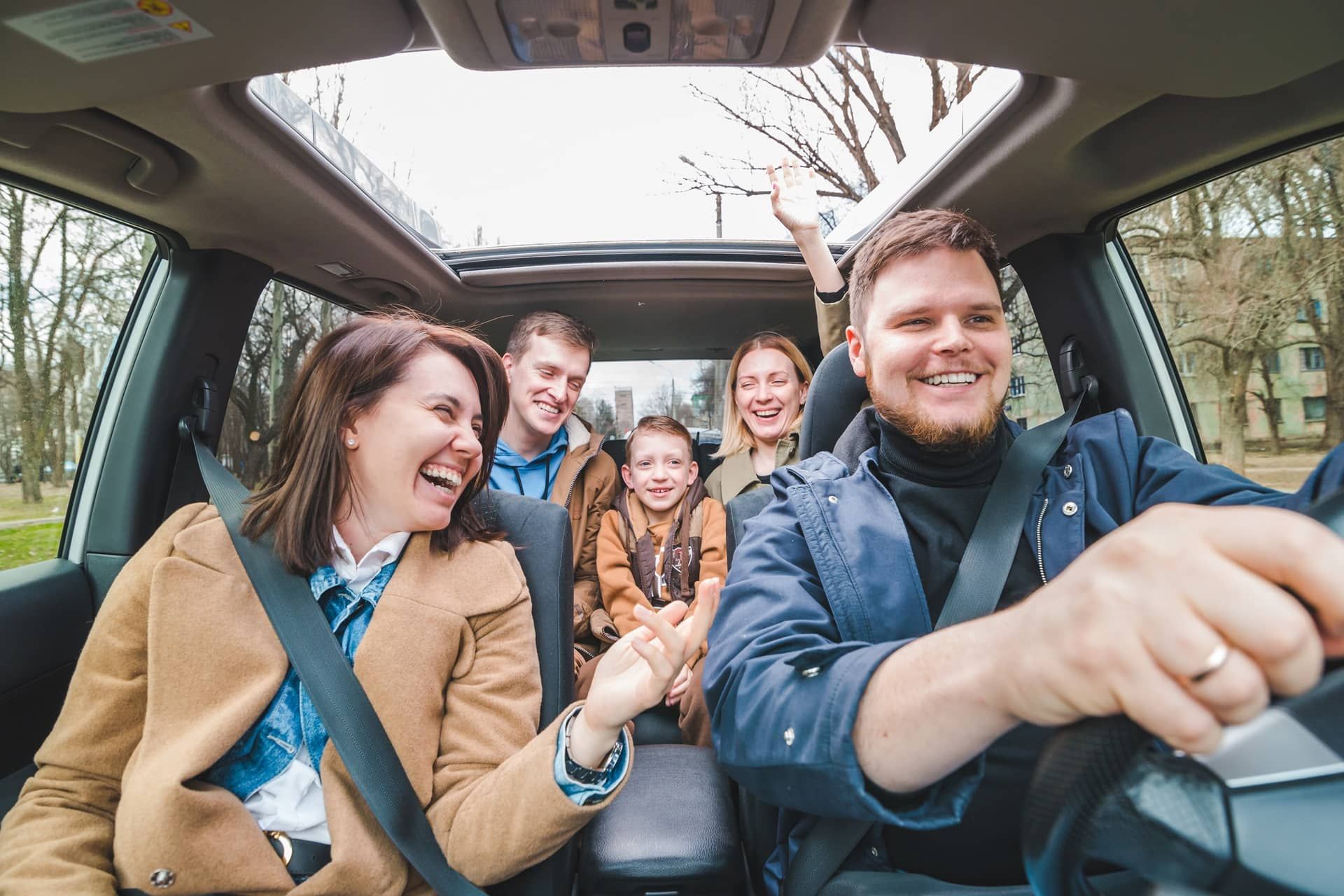Family going for a ride in the car
