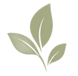 Logo minimalista con foglia verde su sfondo bianco