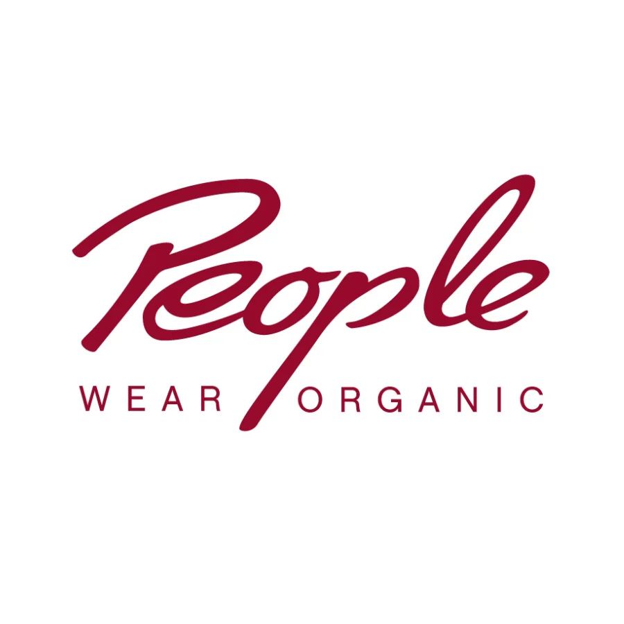 Logo di People Wear Organic color bordeaux su sfondo bianco