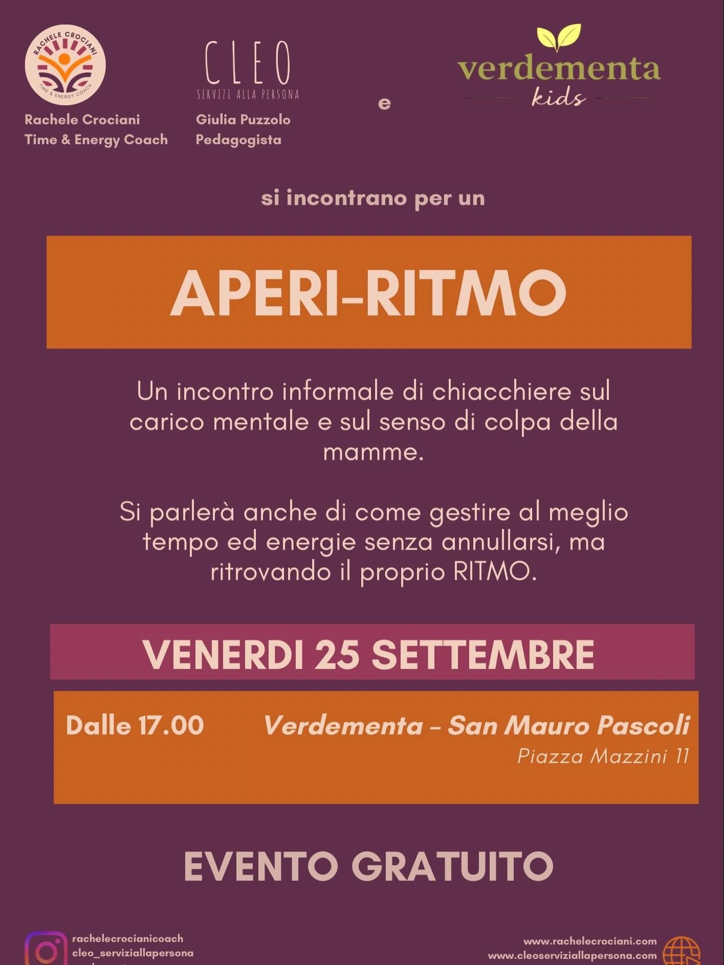 I poster invitano a un aperitivo-racconto a tema verde e botanico a San Mauro Pascoli, venerdì 25 settembre. Evento gratuito