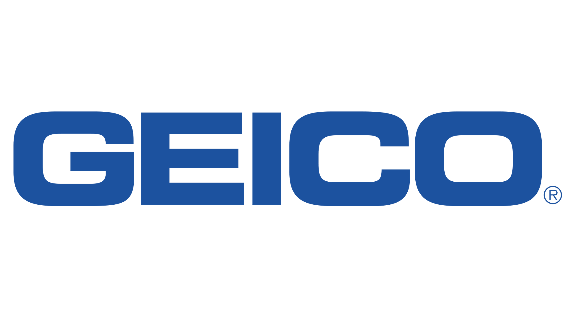 GEICO logo in blue and white.