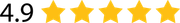 A row of yellow stars with the number 4.9 in the middle.