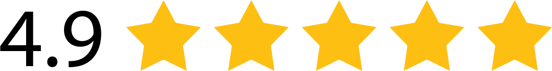 A row of yellow stars with the number 4.9 in the middle.