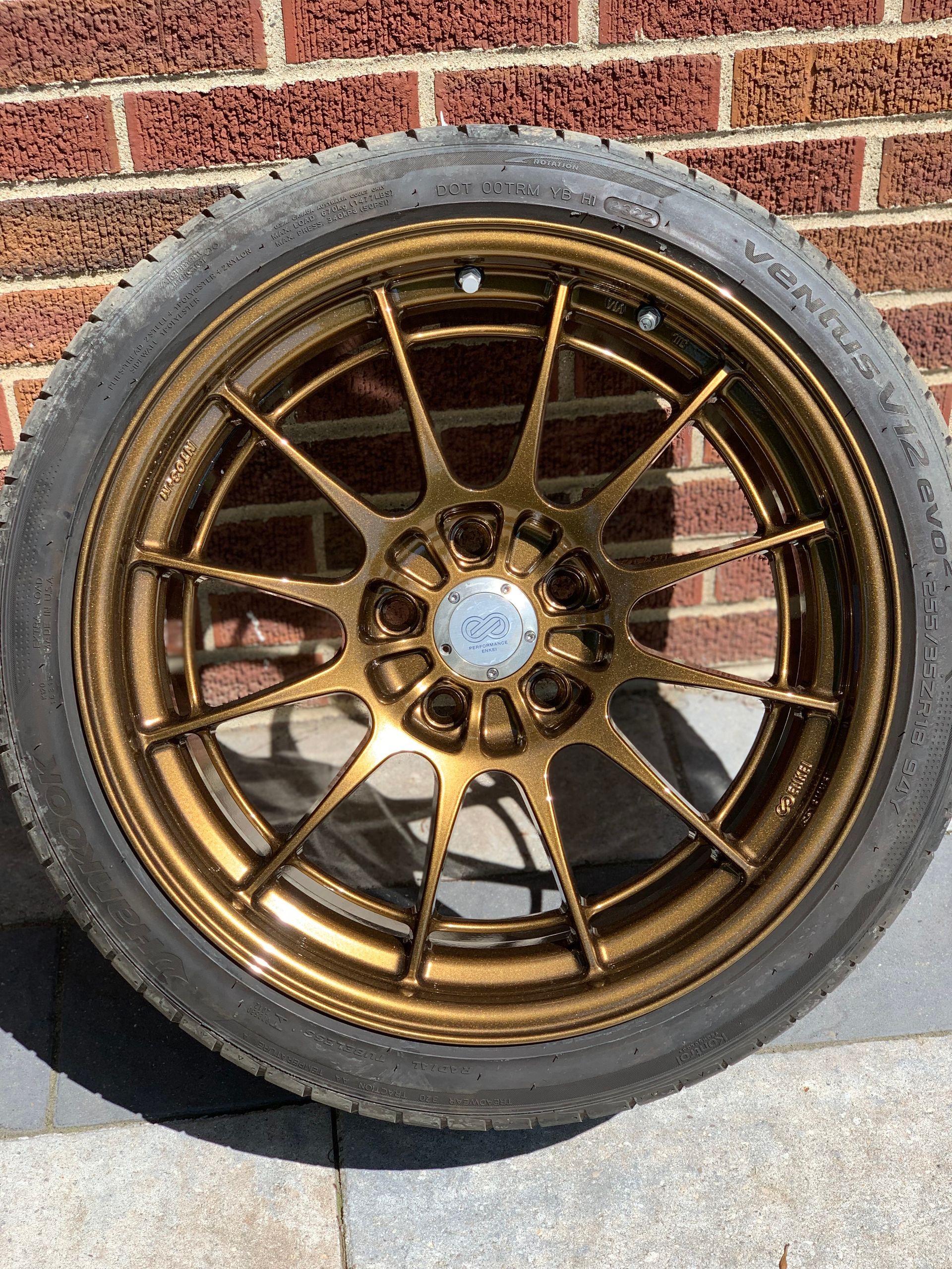 Gold / Bronze powder coat on wheel with tires