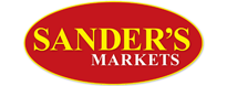 The logo for sander 's markets is red and yellow.