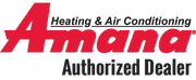 The amana heating and air conditioning authorized dealer logo