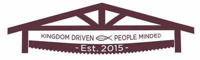 Logo with maroon roofline, fish and text “Kingdom Driven People Minded – Est. 2015.”