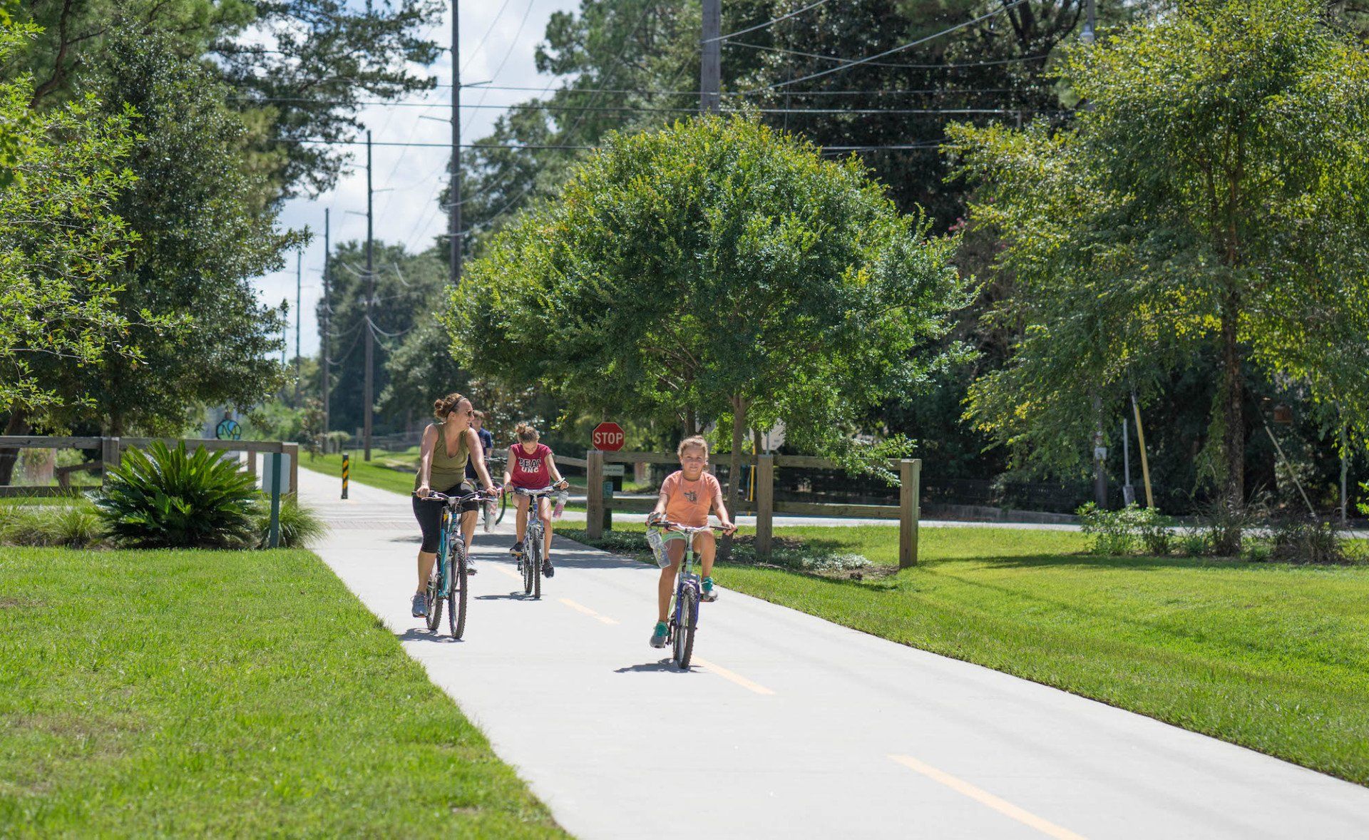 riding a bike in Beaufort on the Spanish Moss Trail