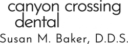 Canyon Crossing Dental logo with black text and the name Susan M. Baker, D.D.S.