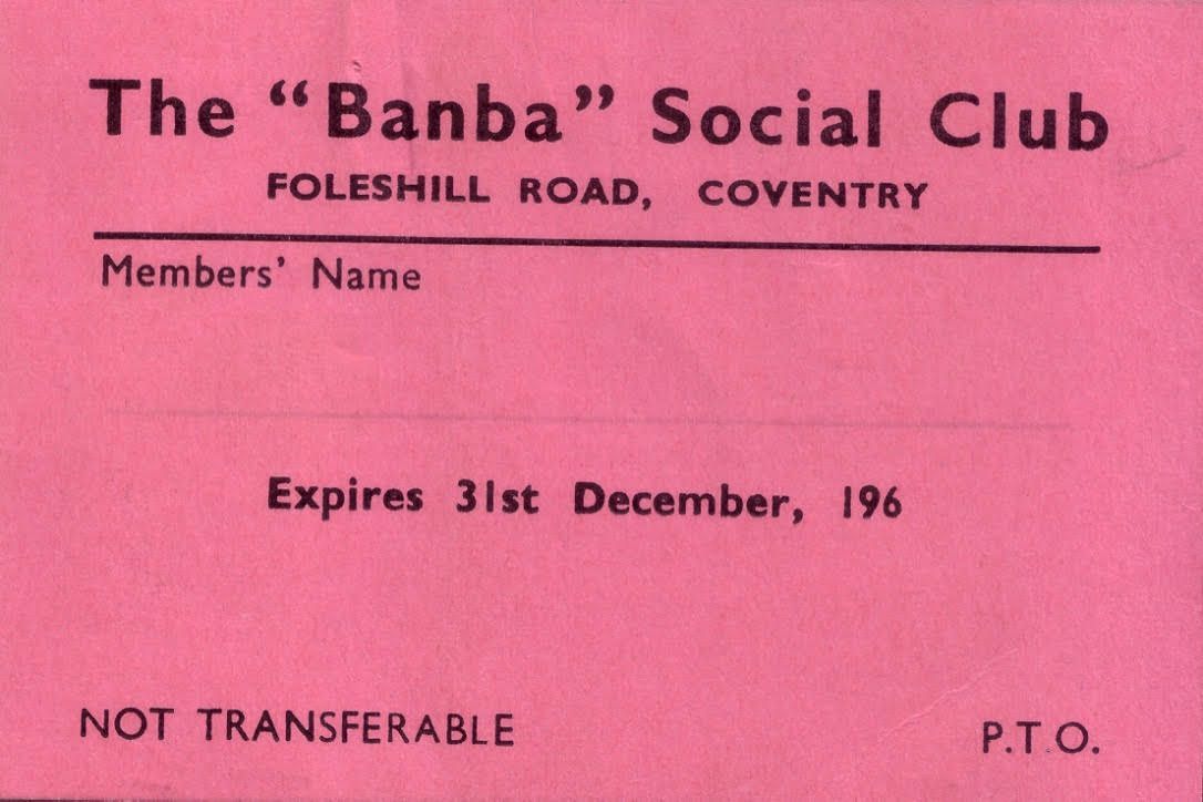 Membership card, the Banba Club