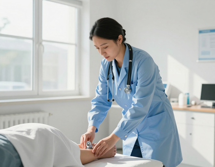 Clinician conducting an OEUK (OGUK) medical examination