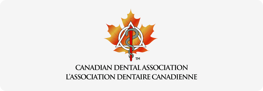 Canadian Dental Association logo: maple leaf with a dental tool, text below.