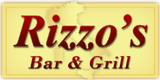 The logo for rizzo 's bar and grill is yellow and red